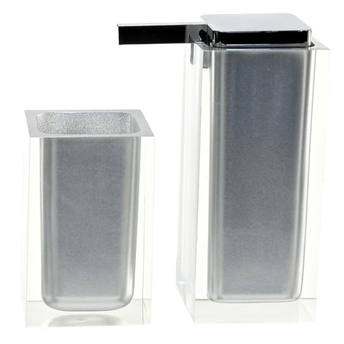 Silver Finish Two Pc. Accessory Set Made With Thermoplastic Resins Gedy RA680-73